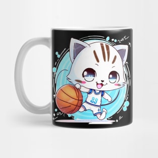 Basketball Kawaii Chibi Christmas Cat T-Shirt Mug